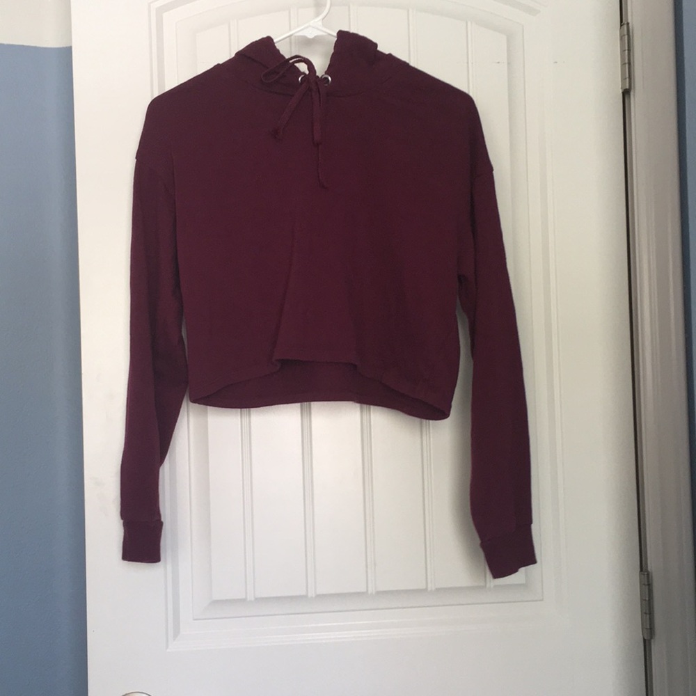 Maroon crop top hoodie